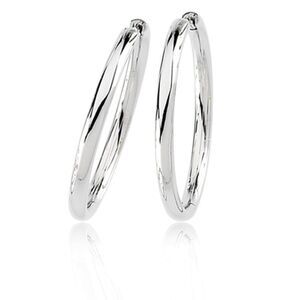 2.6mm Endless Round Hinged Hoop Earrings in 14k White Gold, 29mm